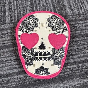 Pink Sugar Skull Crossbody Bag – Heart-Eyes Day of the Dead Skull Purse